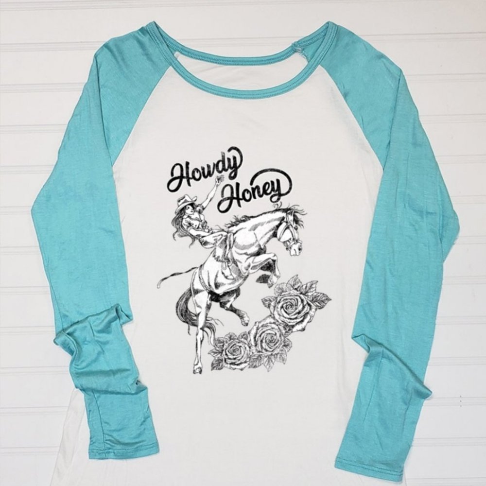 Raglan Sleeve Howdy Honey Tee